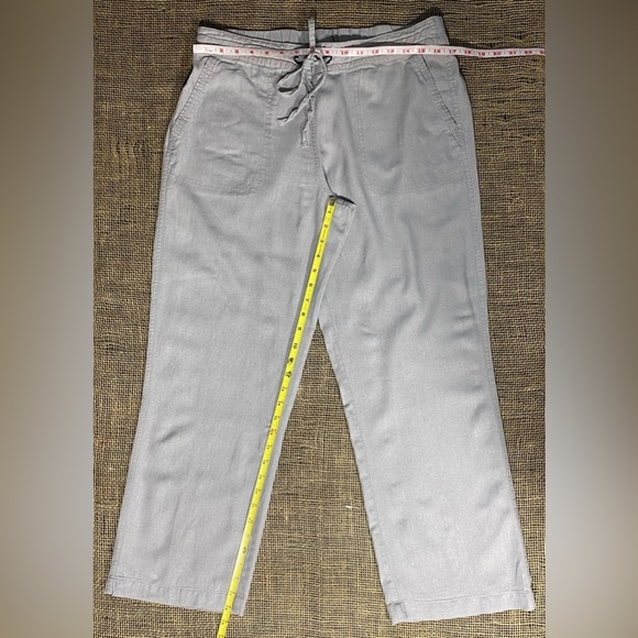 For Cynthia Tan Linen Blend Pants, Size L, Elastic Drawstring Waist, Pockets - Picture 6 of 8